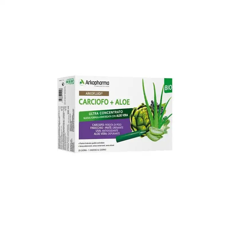 ARKOFLUIDI CARCIOFO+ALOE VERA 20 FLACONCINI 200 G