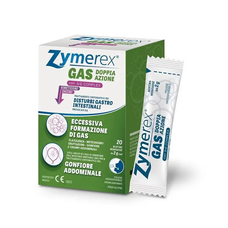 ZYMEREX GONFIORE GAS DOPPIA AZIONE CON S+E COMPLEX 20 BUSTINE MONODOSE DA 2 G